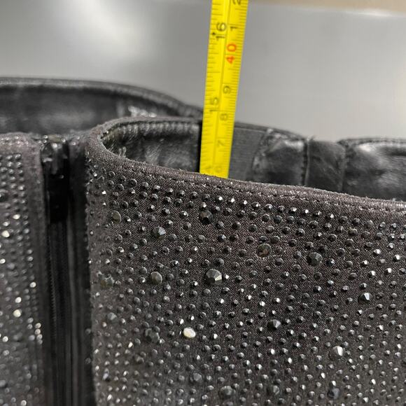 Top Moda Women's Mariha Knee High Boots Size 6.5 Black Rhinestone Zip Bling - Picture 9 of 16